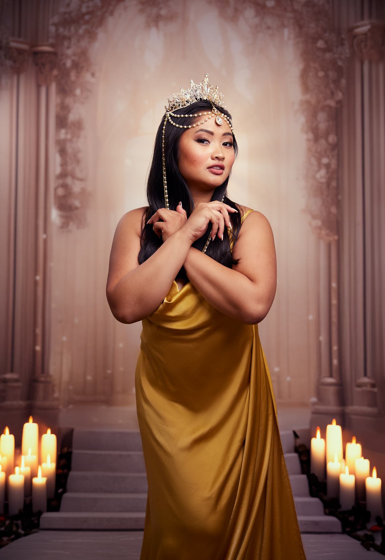 Golden queen with candles
